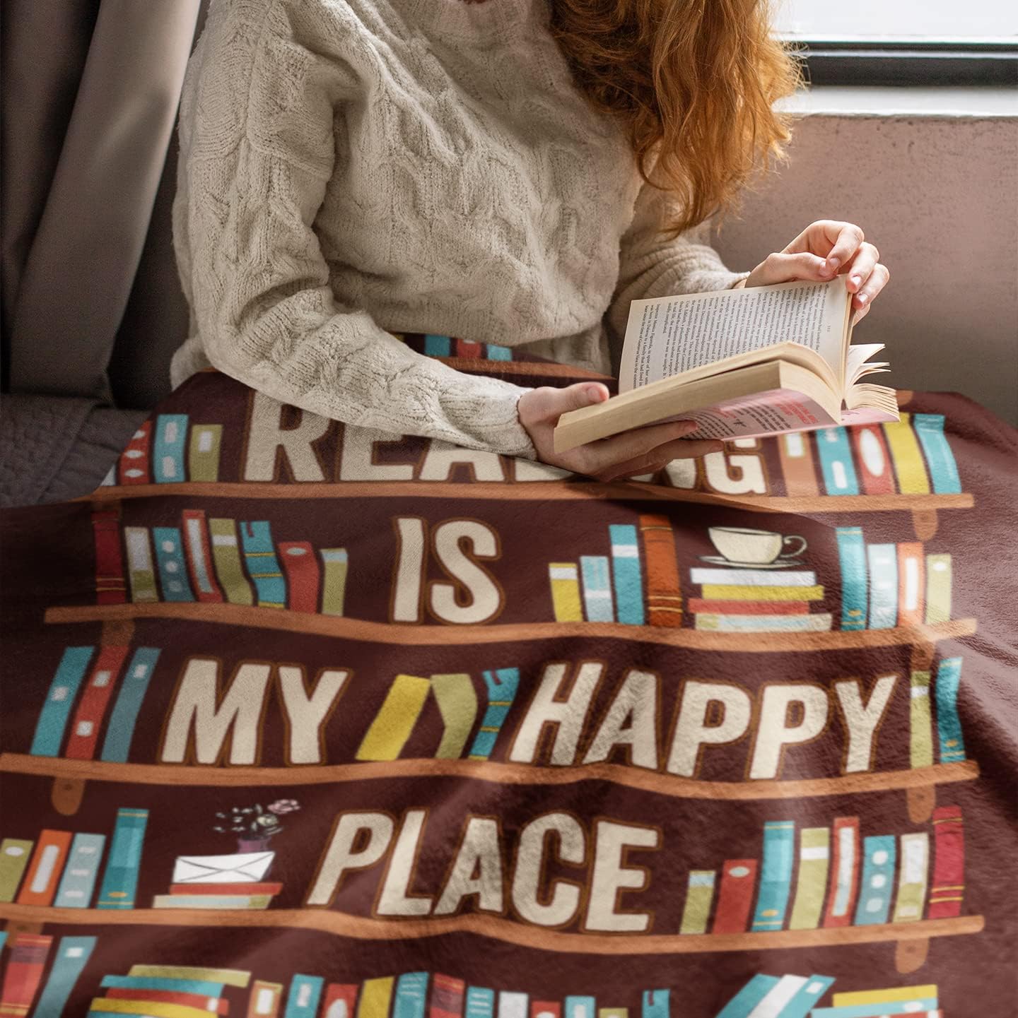 CUJUYO Book Lovers Gifts Blanket - Librarian Gifts Throw Blanket 40"x50" - Book Club Gifts for Reading Lover Bookish - Literary Gifts Ideas - Best Bookworm Gifts on Birthday Christmas Graduation