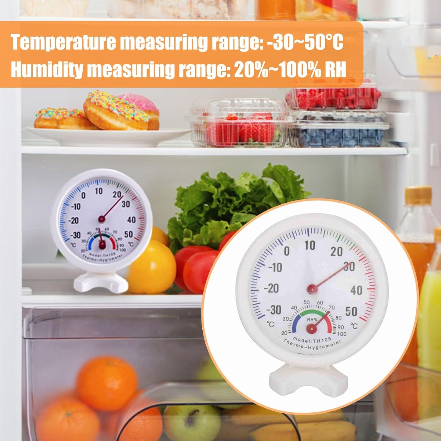 Mini Indoor Thermometer, Indoor Outdoor Hygrometer Analog 2 in 1 Temperature Humidity Monitor Gauge for Home, Room, Outdoor, Offices, Display Mechanical