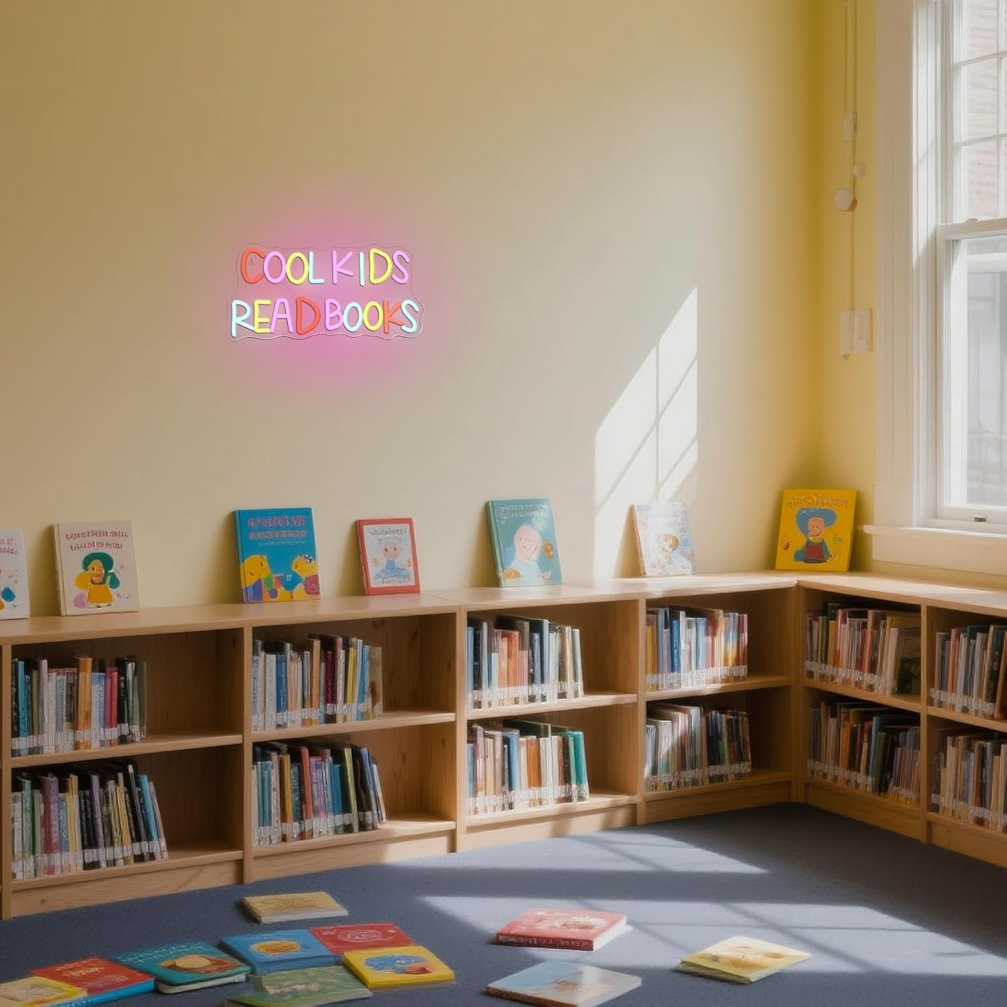 Cool Kids Read Books Neon Sign Reading Corner for Kids Neon Signs for Wall Decor LED Light Library Classroom Book Club Christmas Gift for Teens