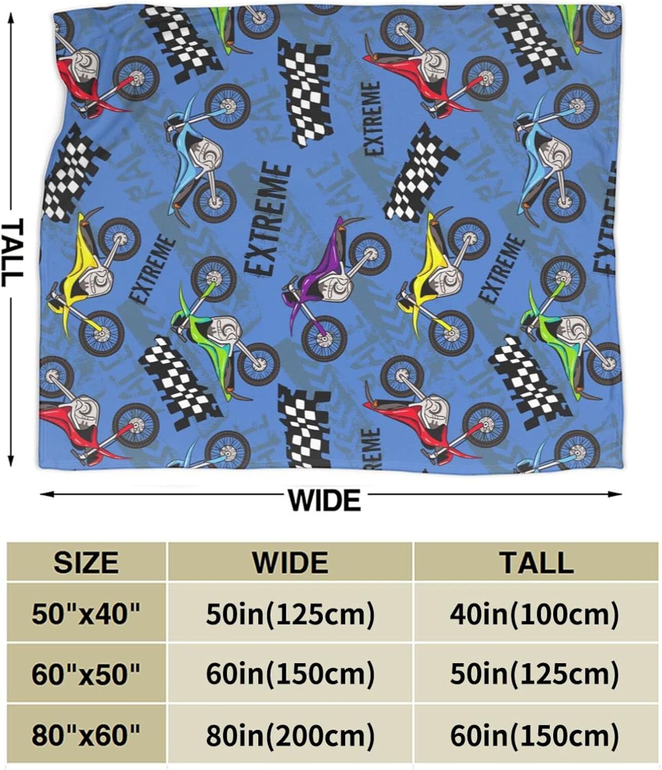 Cool Motorcycle Throw Blanket Car Soft Warm Bedding Bed Blankets Boys Teen Gifts for Couch Bedroom Sofa Office Car, All Season Cozy Flannel Plush Blanket for Kids Adults, 60"X50"