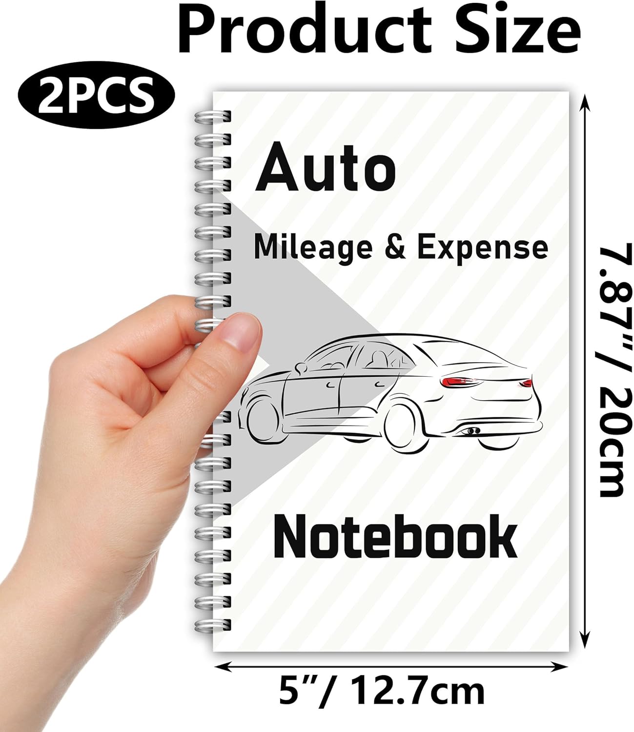 2 Pcs Auto Mileage Log Book Expense Record Notebook for Car for Small Business Driving Bookkeeping 7.87 X 5inch