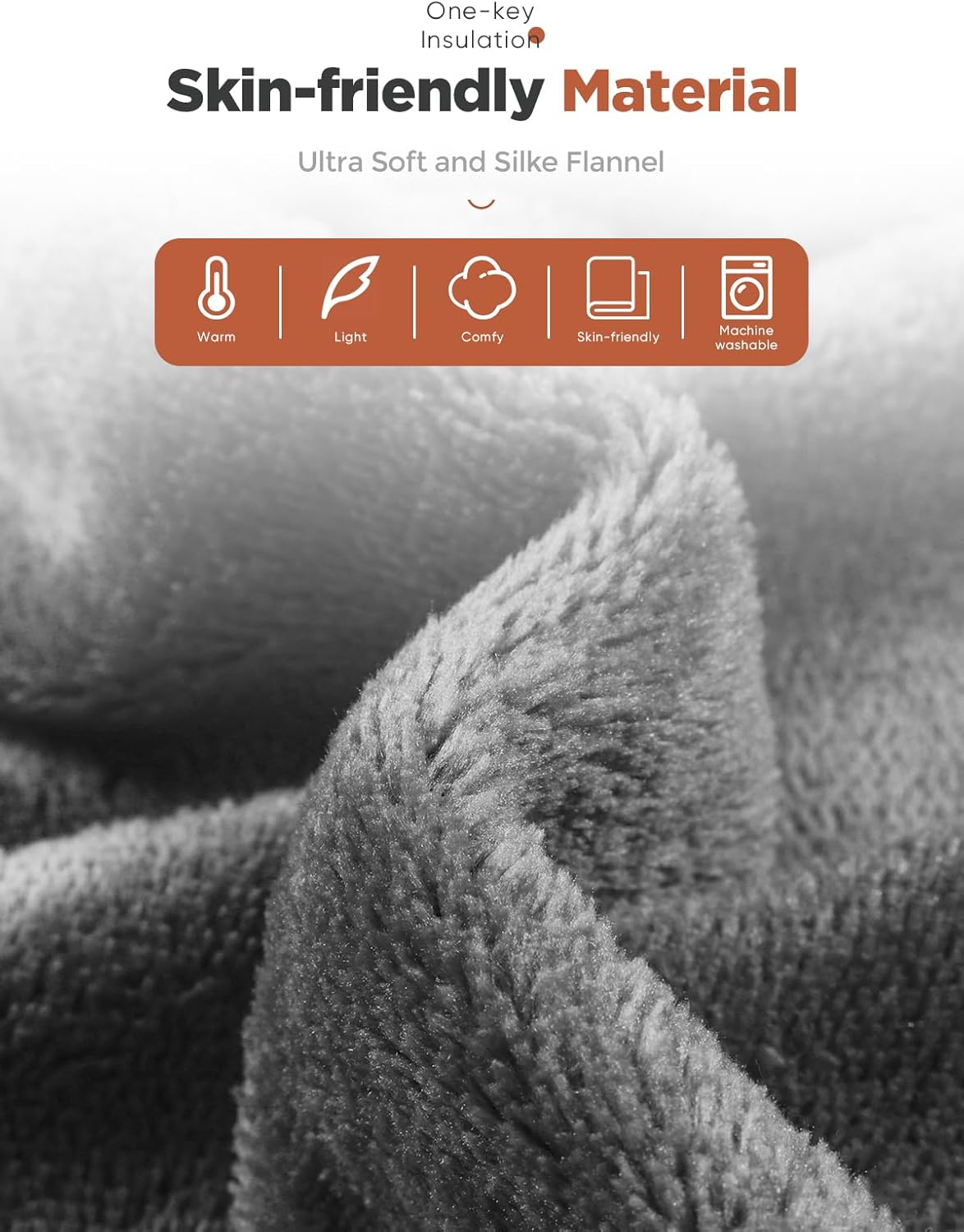 Heated Throw Blanket with 1-9 hrs Timer Auto-Off & 8 Heating Levels，Flannel Electric Blanket Throw ETL Certification，Machine Washable Full Body Warming Blankets