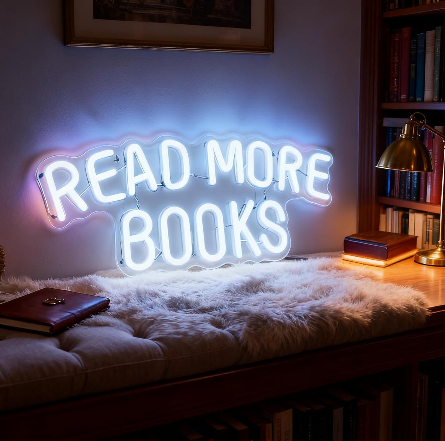 Read More Books Neon Sign, USB Powered Decorative Neon Light for Book Lover Gift Teens Bedroom Library Bookstore Reading Nook Wall Table Decor 15 x 6.3 In