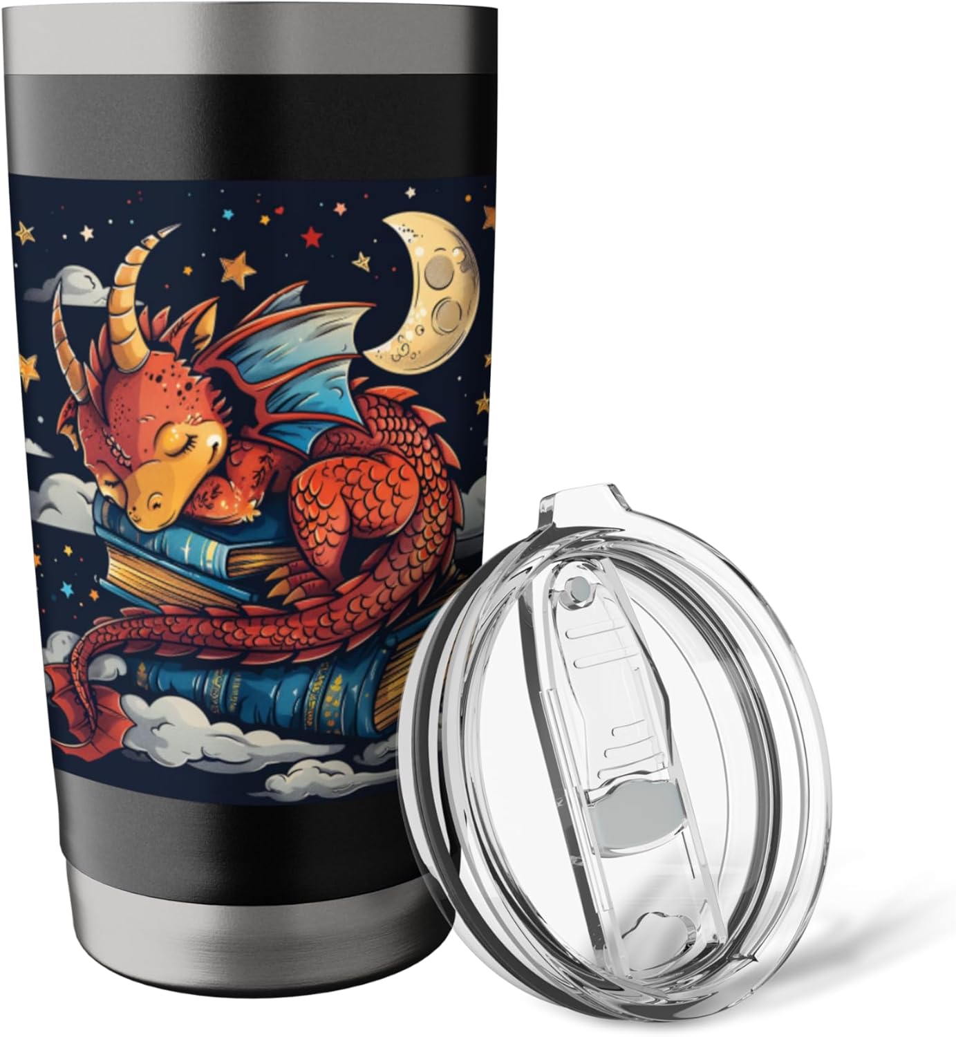 Book Lover Dragon Bookworm Reading Librarian Stainless Steel Insulated Tumbler