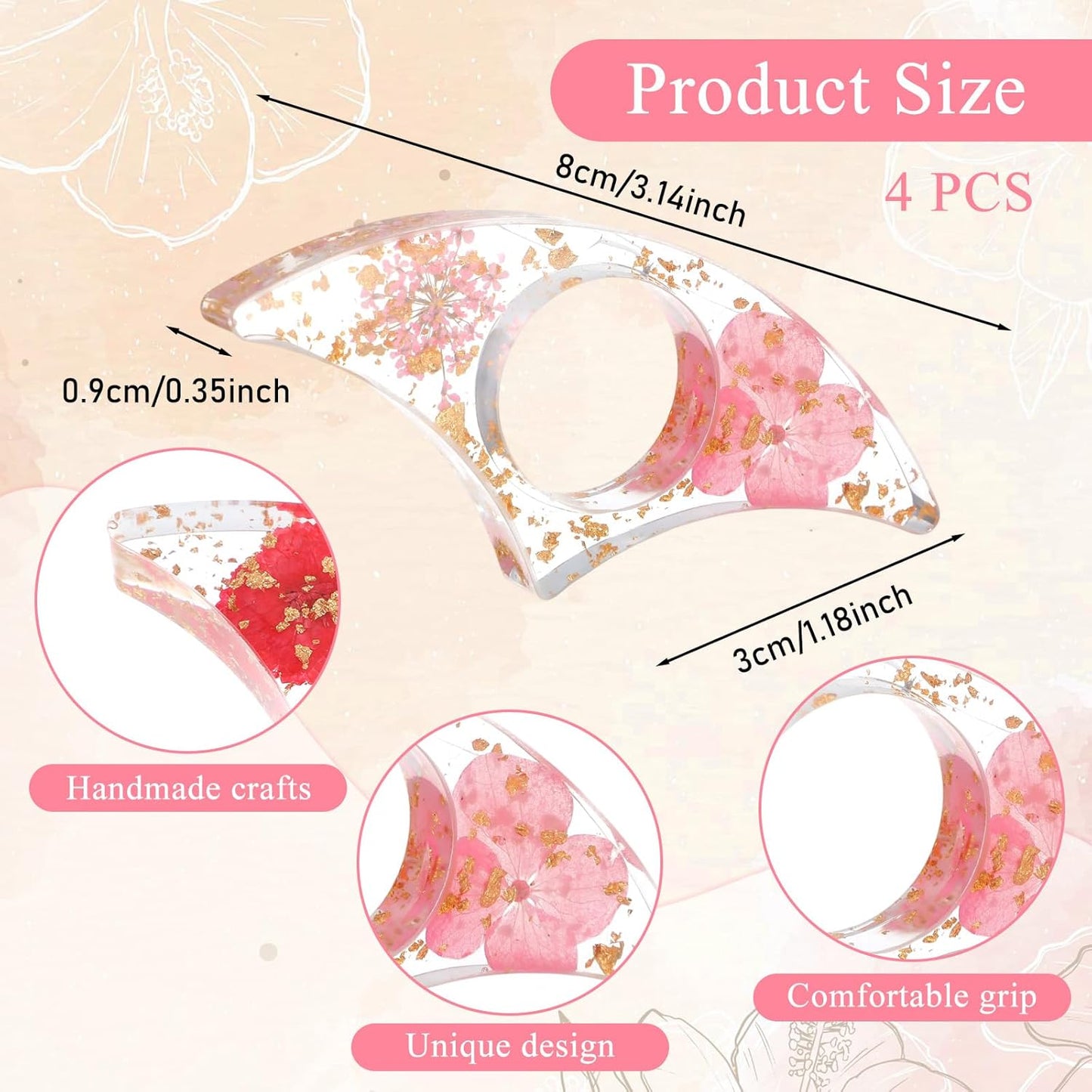 4 PCS Thumb Book Page Holder Dried Flower Book Page Holder Transparent Bookmark Thumb Bookpage Holders Spreader Homemade Books Accessories for Bookworms Teachers Students Reading Lovers