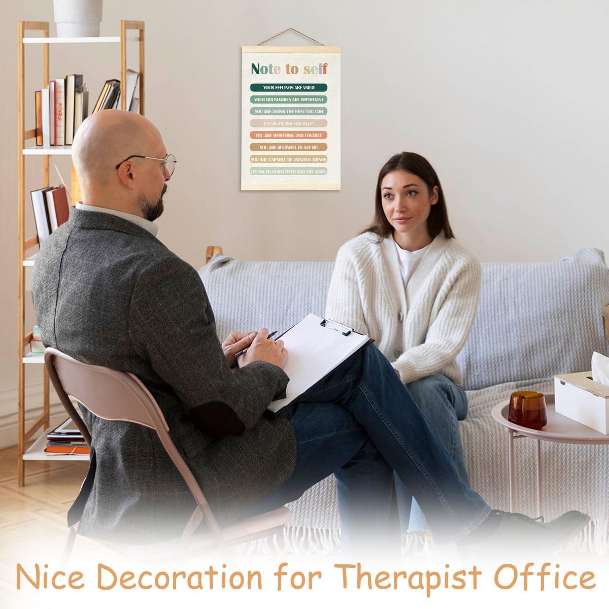 Mental Health Decor-Therapy Office Decor-Psychological Wall Decor-Therapist Office Must Haves-Canvas Hanging Pennant Wall Sign Decor Gift-Inspirational Wall Art-Mental Health Gifts,Note to self