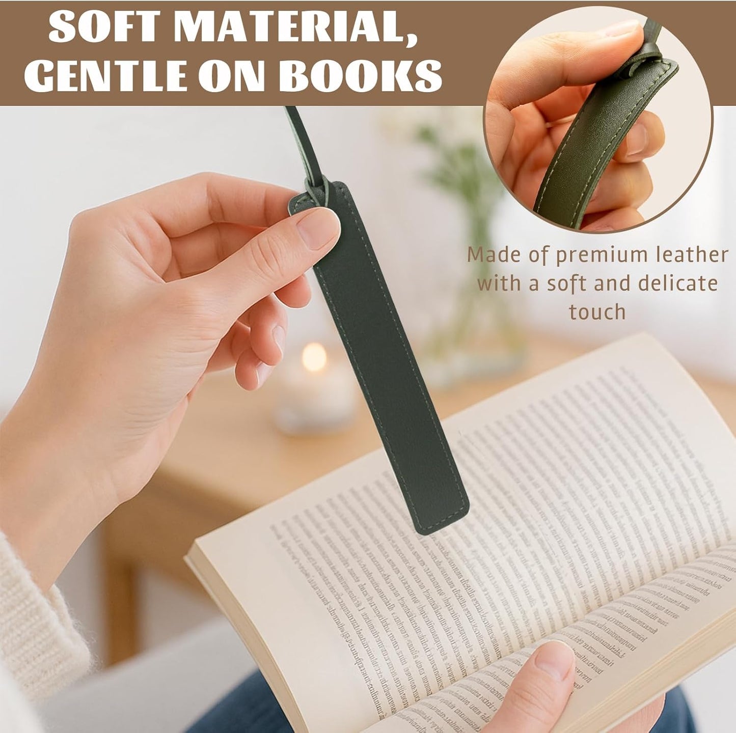 4-Pack Vintage Leather Bookmarks with Stitched Edges & Rope – Classic Page Markers for Men & Women, Great Reading Gifts for Book Lovers