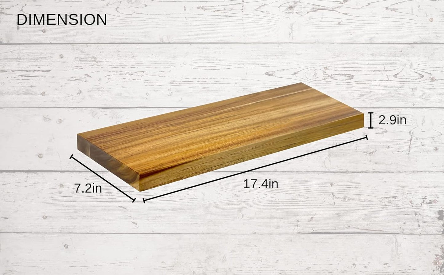 Teak Wood Floating Shelves Perfect for Bathroom Décor Pack of 2 Wooden Wall Shelves for Bedroom Living Room Kitchen Simple Minimalist Home Décor 17” x 6.7