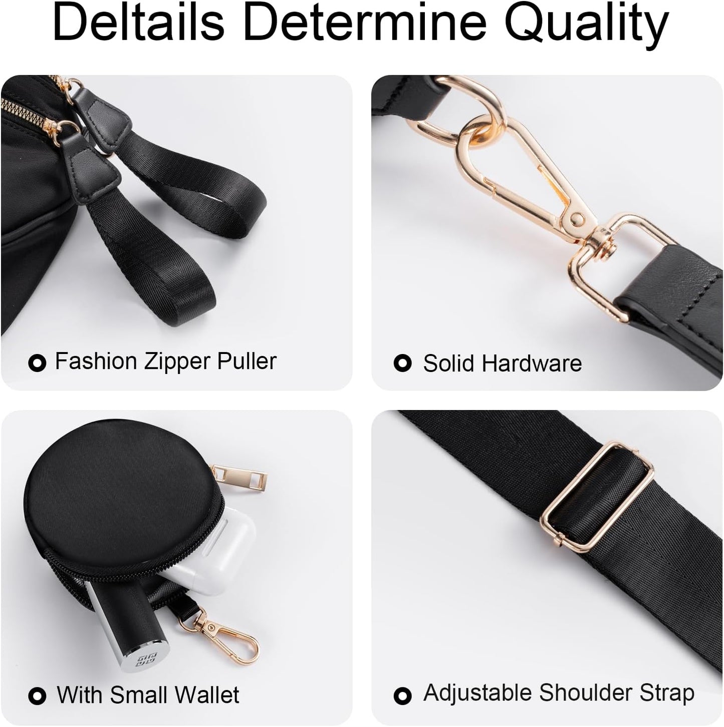 Bum Bags for Women Checkered Crossbody Bag Large Nylon Belt Purse Fanny Packs, Bonus with a Extra Strap