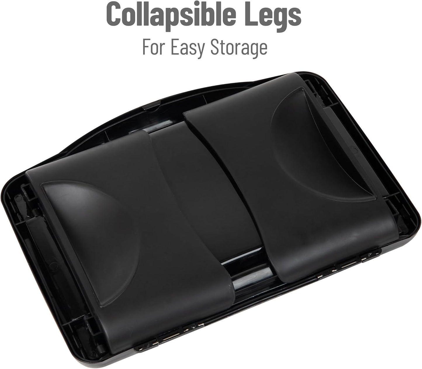 Mind Reader Lap Desk/Laptop Stand, Bed Tray, Folding Legs, Portable, Dorm, Plastic, 18.75" L x 11.25" W x 7.25" H, Black