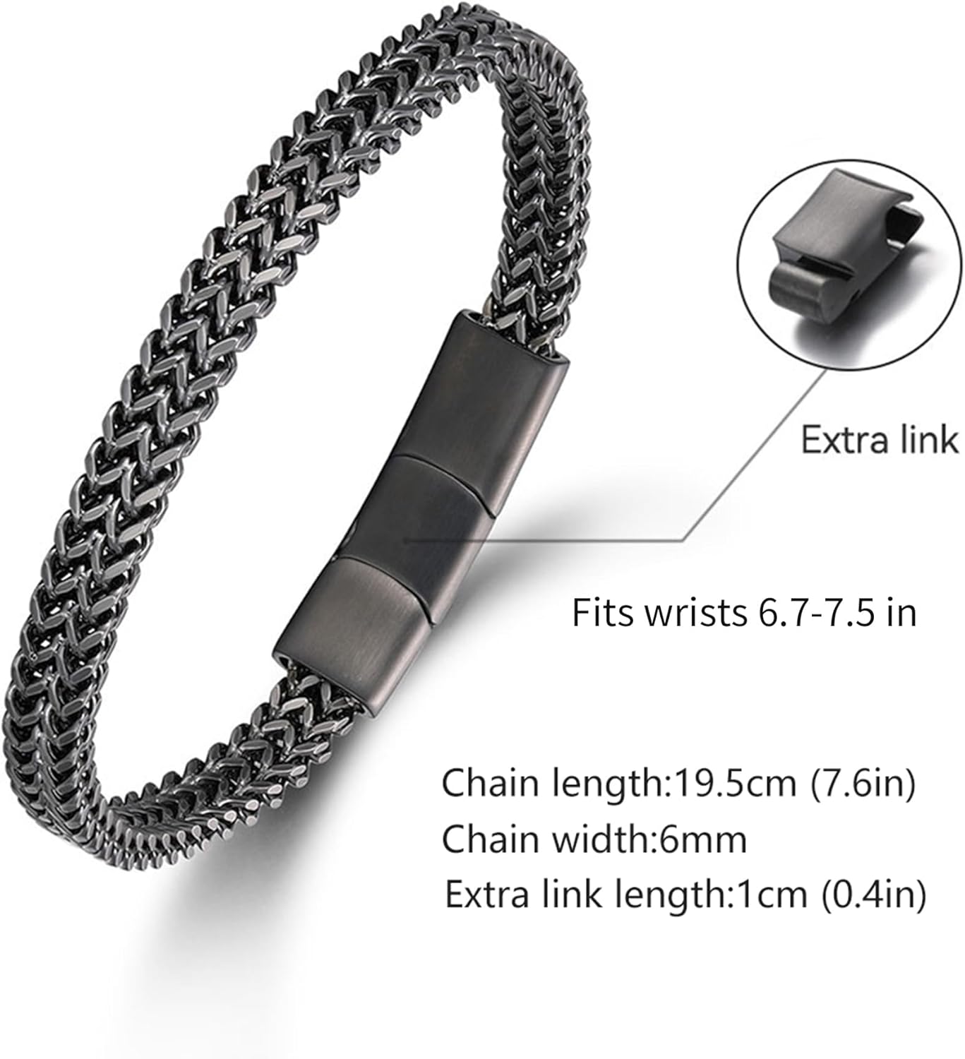 Bracelets for Men-Stainless Steel Magnetic Clasp Franco Chain Mens Bracelet