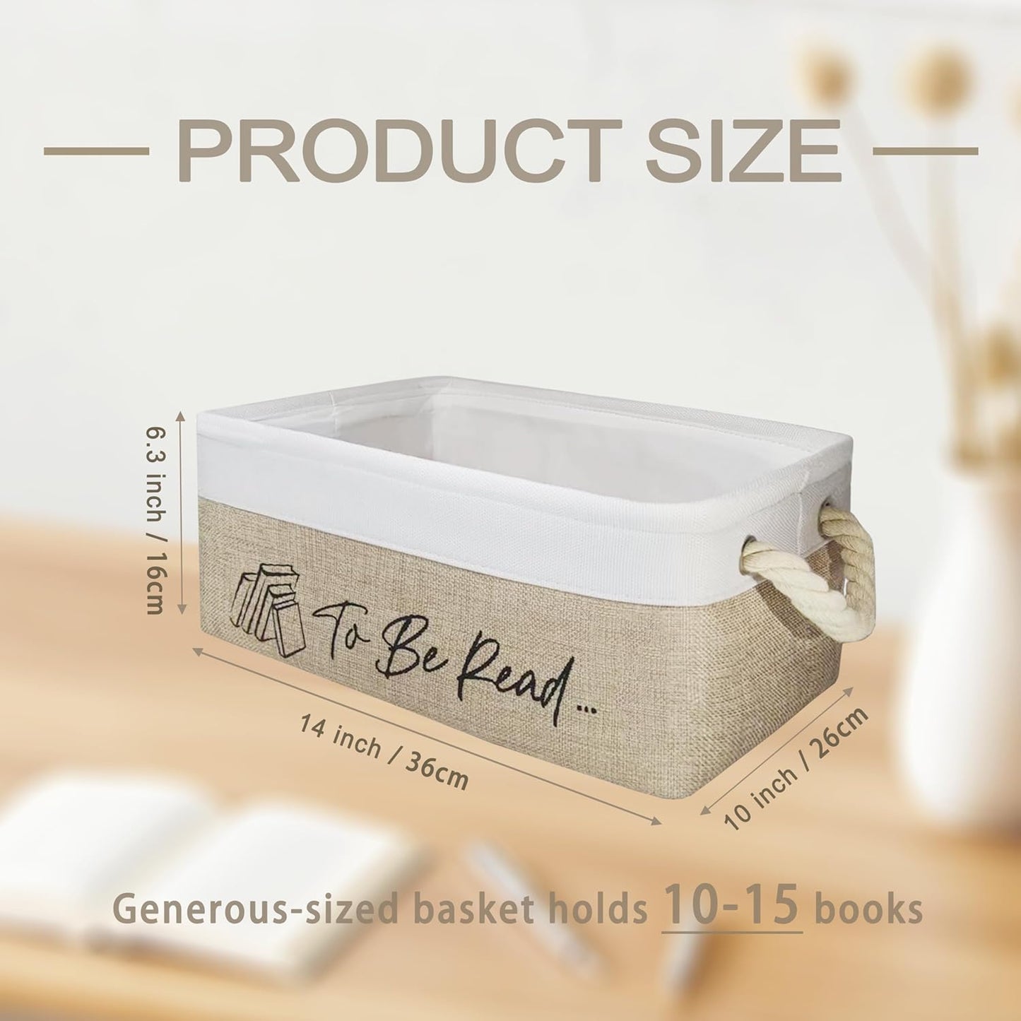 Book Lovers Gifts TBR Book Storage Basket to Be Read List Storage Bin Reading Accessories for Club Members & Librarians Bookish Gifts Waterproof TBR Basket (White and Brown)