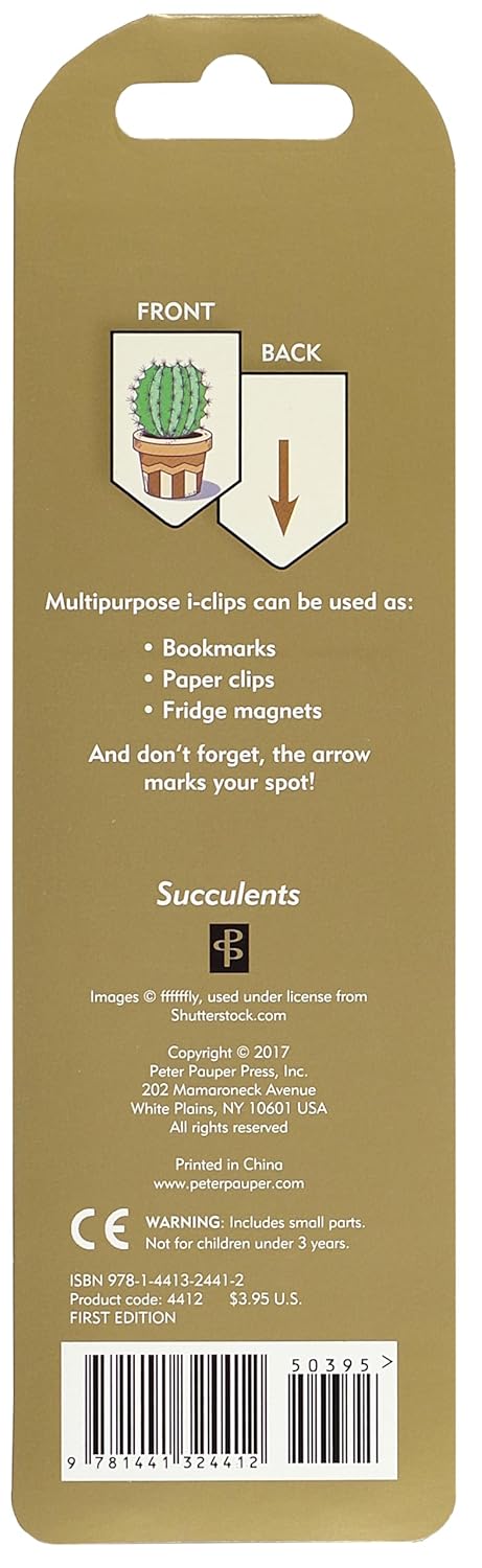 Succulents i-Clips Magnetic Page Markers (Set of 8 Magnetic Bookmarks)