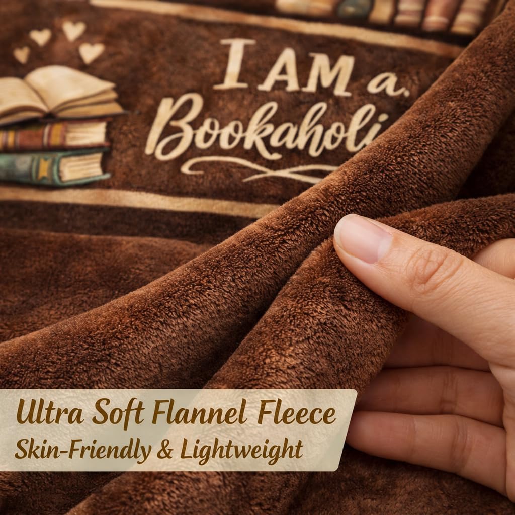 Book Lover Blanket Reading Throw Blanket Bookshelf Design Soft Flannel Fleece Throw Cozy Sofa Couch Bed Library Decor for Readers Bookworms, 50 x 60 Inch