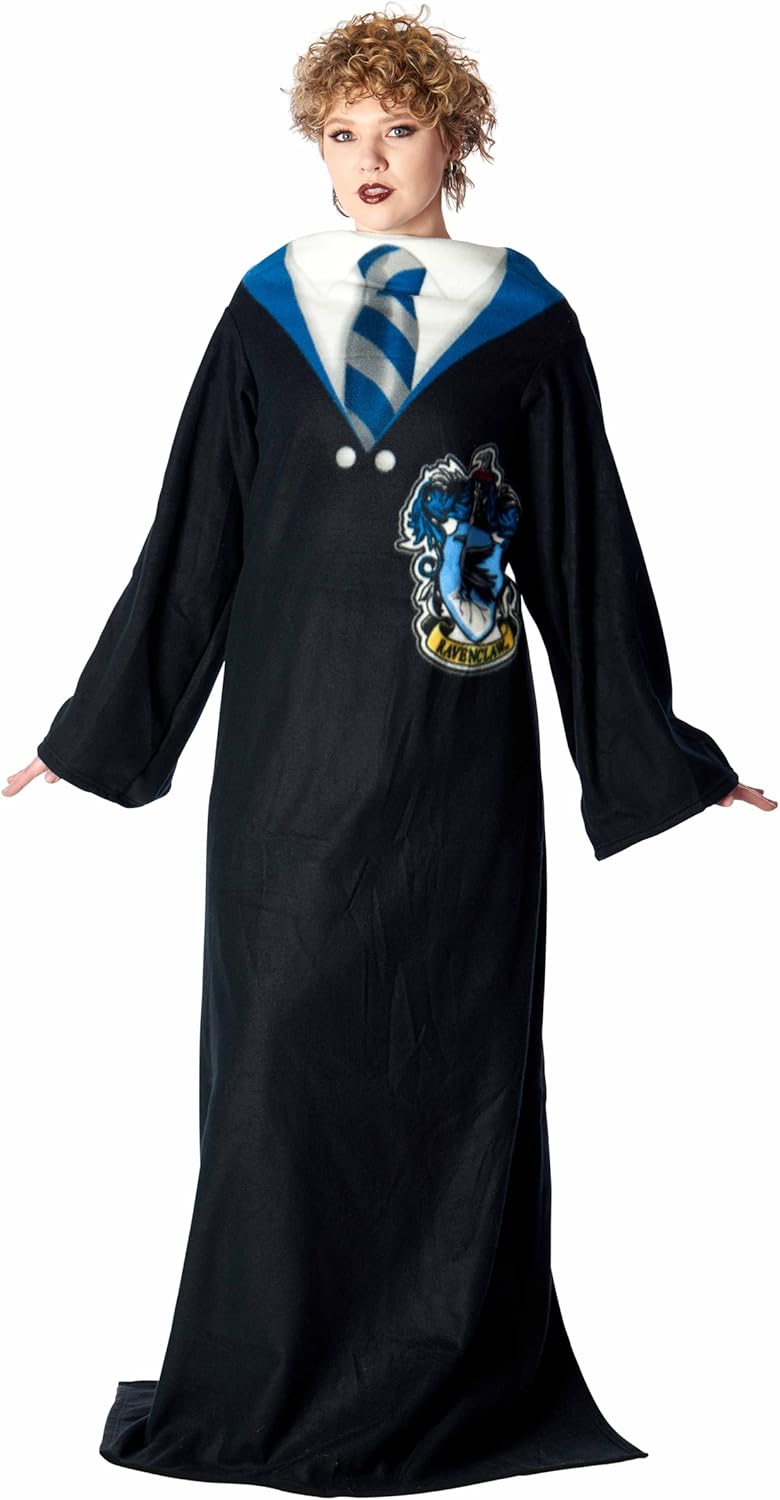 Northwest Comfy Throw Blanket with Sleeves – Harry Potter Ravenclaw Rules Design – 48 x 71 Inch Wearable Fleece Blanket – Cozy All-Season Loungewear