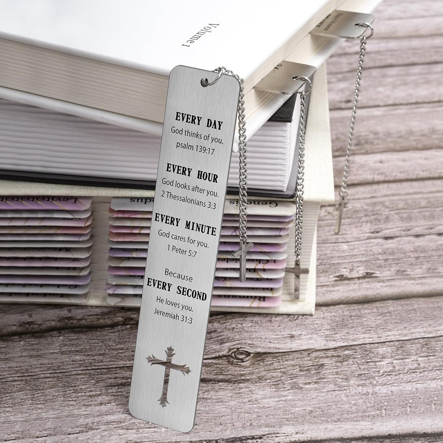 COCHIE 3PCS Metal Bookmark Bulk Christian Gifts, First Communion Gifts for Women Men Girls Boys, Bible Bookmarks with Cross Tassel, Religious Bookmark Faith Gifts Easter Basket Fillers (Cross)