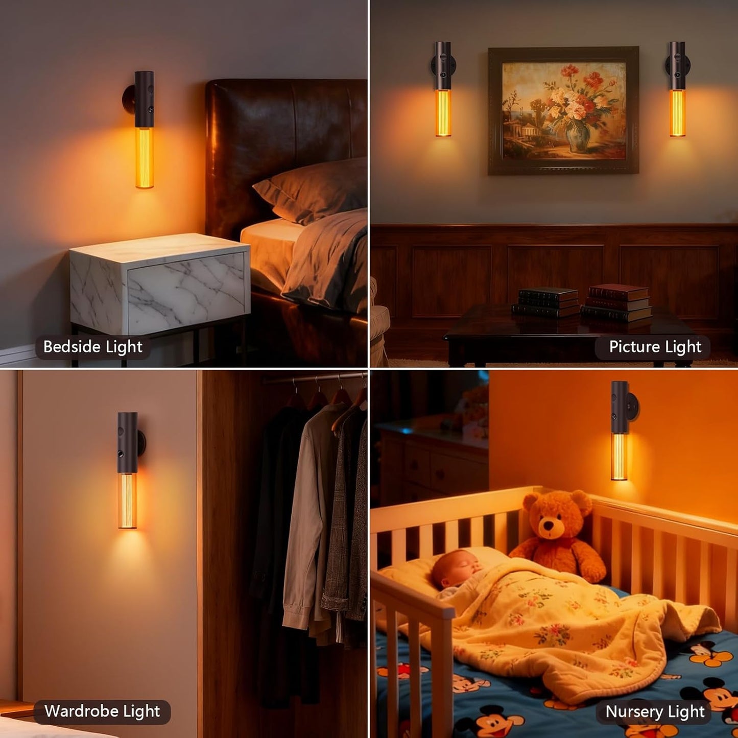 Koopala Auto-On Motion Detection Night Lamp - 3 Customizable Modes, Battery Operated LED Light for Dark Spaces (Set of 2)