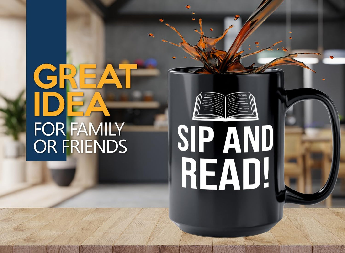 Book Lover Coffee Mug 15oz Black -Sip and Read - Bookworm Literature Library Book Lover Reader Booked Editor Intellectual Studious