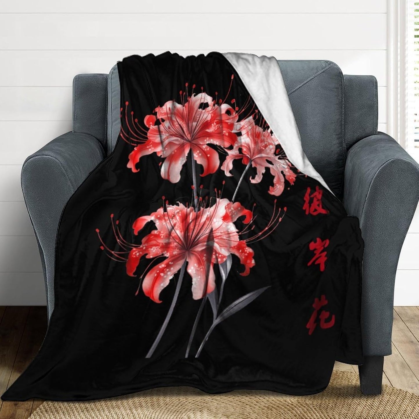 Higanbana Red Spider Lily Flannel Blanket Cozy Fuzzy Plush Throw Blankets for Couch Bed 30"*40"（76 * 100cm）