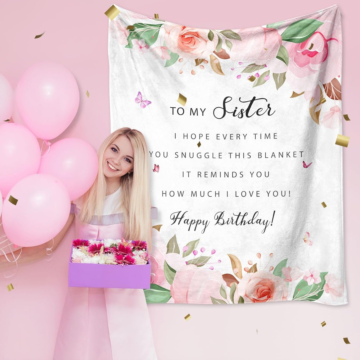 Sister Birthday Gifts Ideas - Birthday Gifts for Sister from Sisters/Brothers - Best Gifts for Sisters Birthday Throw Blanket 60" X 50"