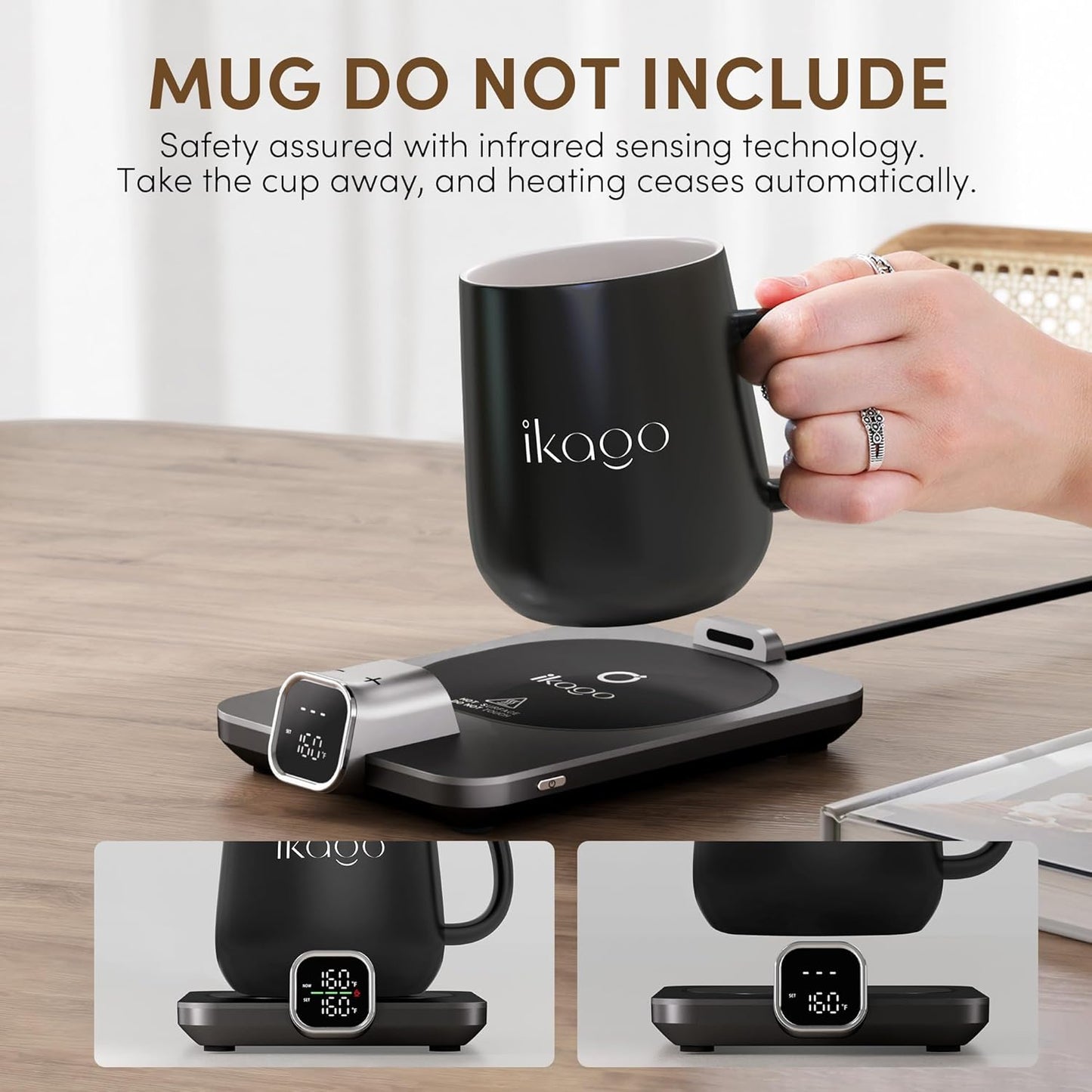 Coffee Mug Warmer for Desk, Accurate 1℉ Temperature Control with Real-Time Display, Smart Mug Warmer with Auto Shut-Off & Cup Sensing, Ideal Gifts for Women and Men