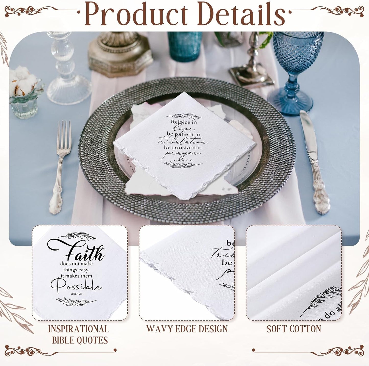 Handkerchiefs for Men Women Easter Christian Bulk Gift Bible Verse Church Religious Gift for Staff Coworker Teacher