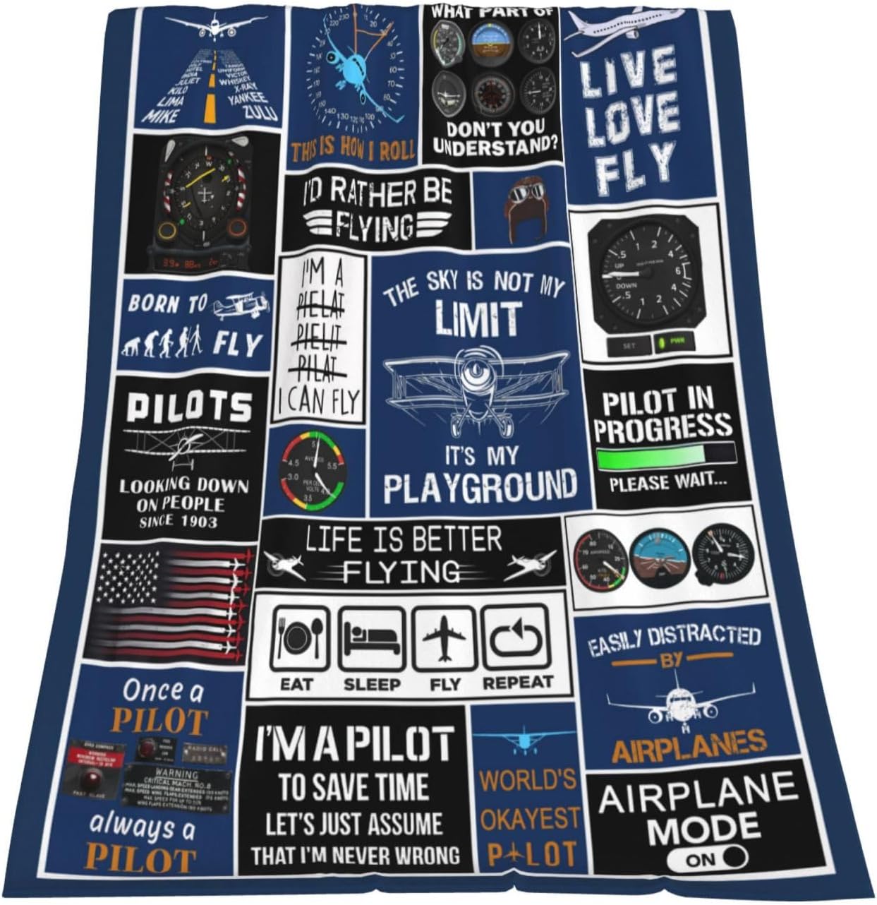 Pilot Blanket, Pilot Gifts for Him Men-Aviation Gifts for Kids,Travel Blanket Airplane, Birthday Gifts for Aviator Gift Ideas Throw Blanket for Bed Sofa 60"x50"