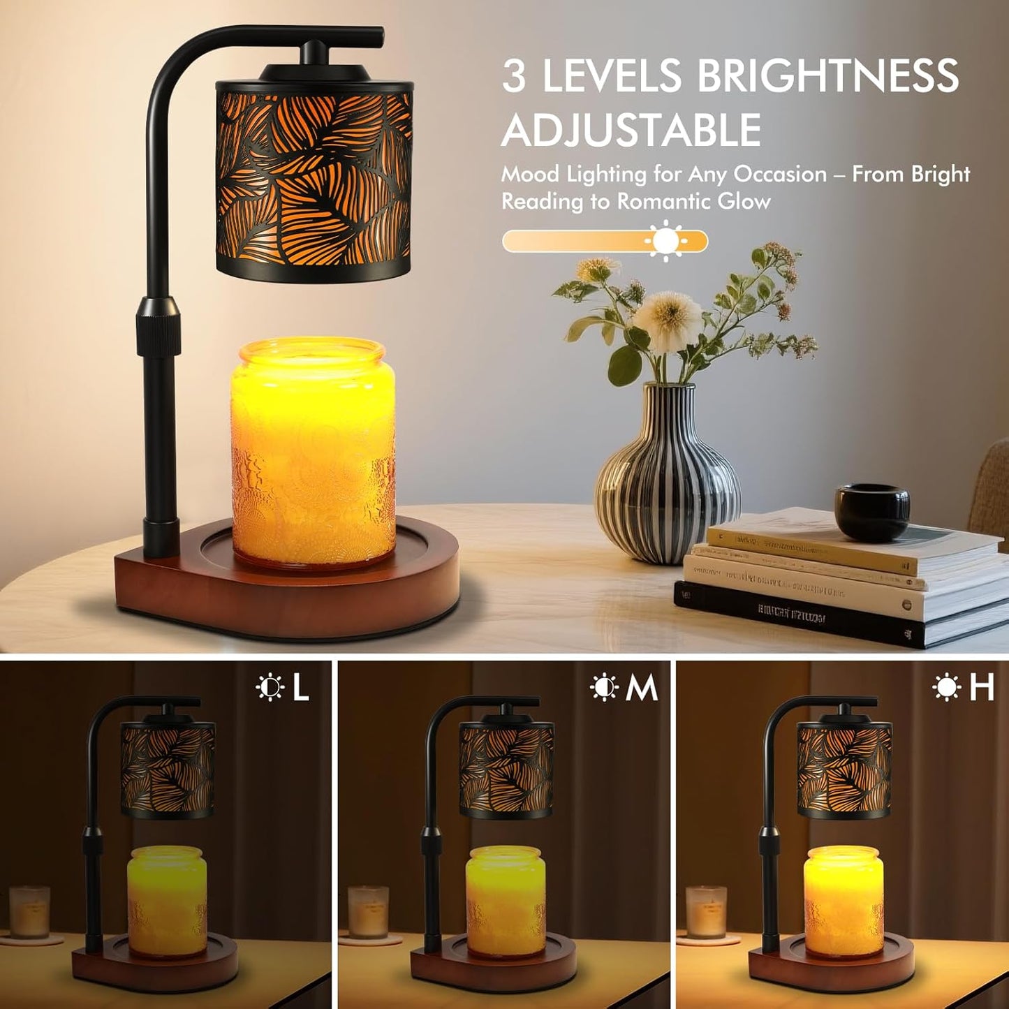 Candle Warmer Lamp with Timer & Dimmer- Electric Wax Melt Warmer with Adjustable Height for Scented Candles, Home Décor Fragrance and House Warming Birthday Gifts for Women Mom