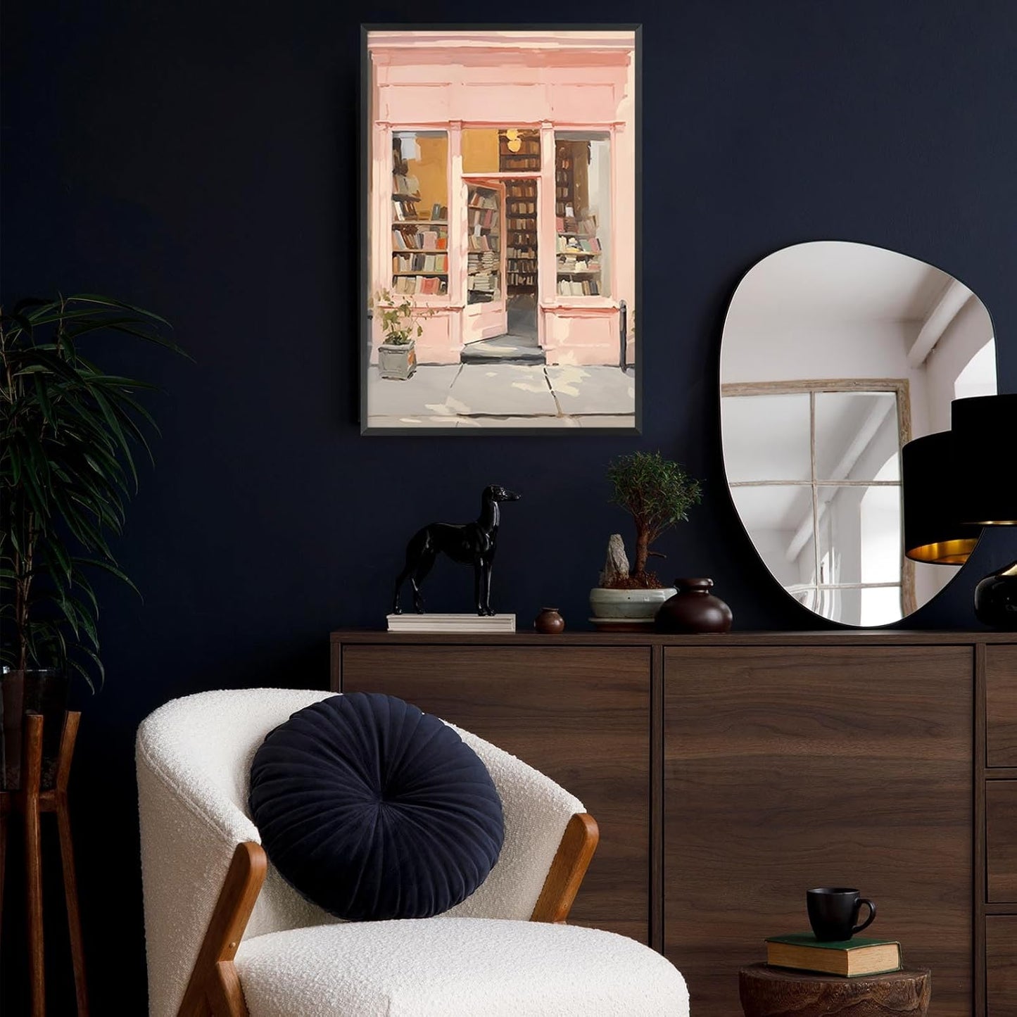 Classic Pink Library Canvas Wall Art Watercolor Pink Book Store Poster Modern Bookish Literary Reading Aesthetic Paintings Soft Girl Room Wall Decor For Bedroom Dorm Apartment 12x16in Unframed