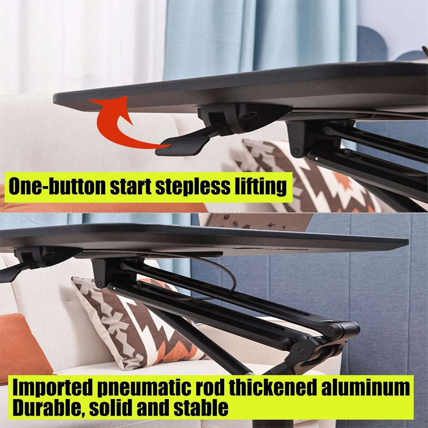 Side Table with Wheels, Mobile Overbed Computer Table Bed Adjustable Height Sofa End Table Hospital Nursing Table for Reading, Bedridden, Elderly