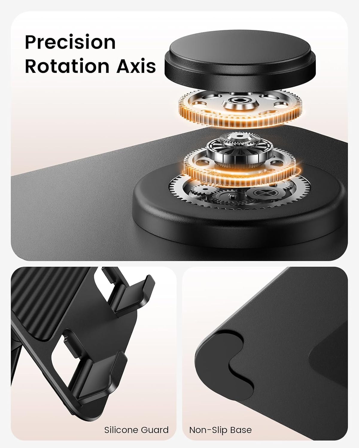 Lamicall Rotating Tablet Stand for Desk - [Fully Adjustable][Foldable & Portable] iPad Stand with Heavy-Duty Base, Tablet Holder Gifts for 4.7-13" Devices, 2025 iPad Pro Air, Kindle, iPhone 17 Pro
