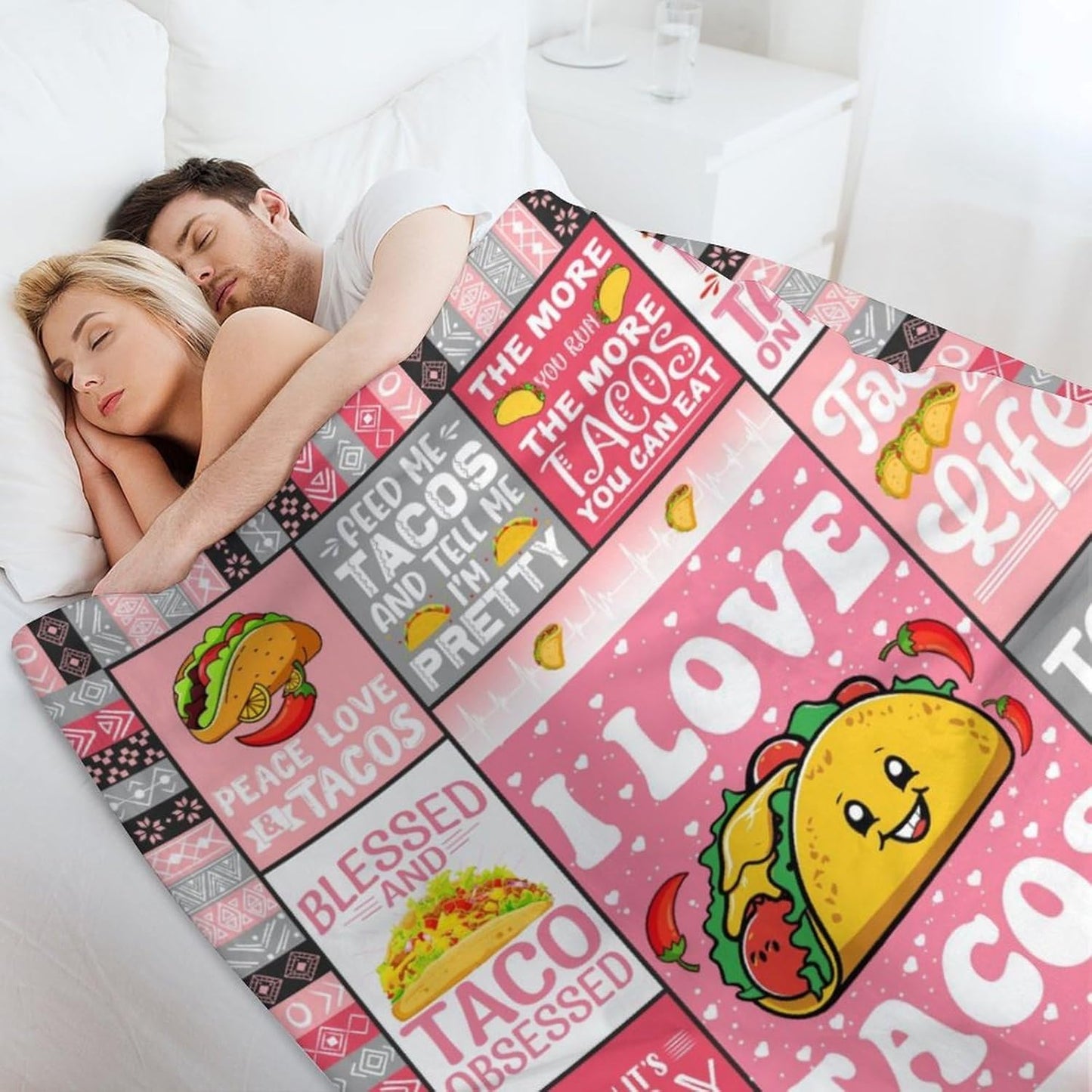 Tacos Throw Blanket - Soft Flannel Blankets for Teens Adults Women Men Tacos Lovers - Warm Food Throw Blankets for All Season Lap, Chair, Sofa - 70"x50"
