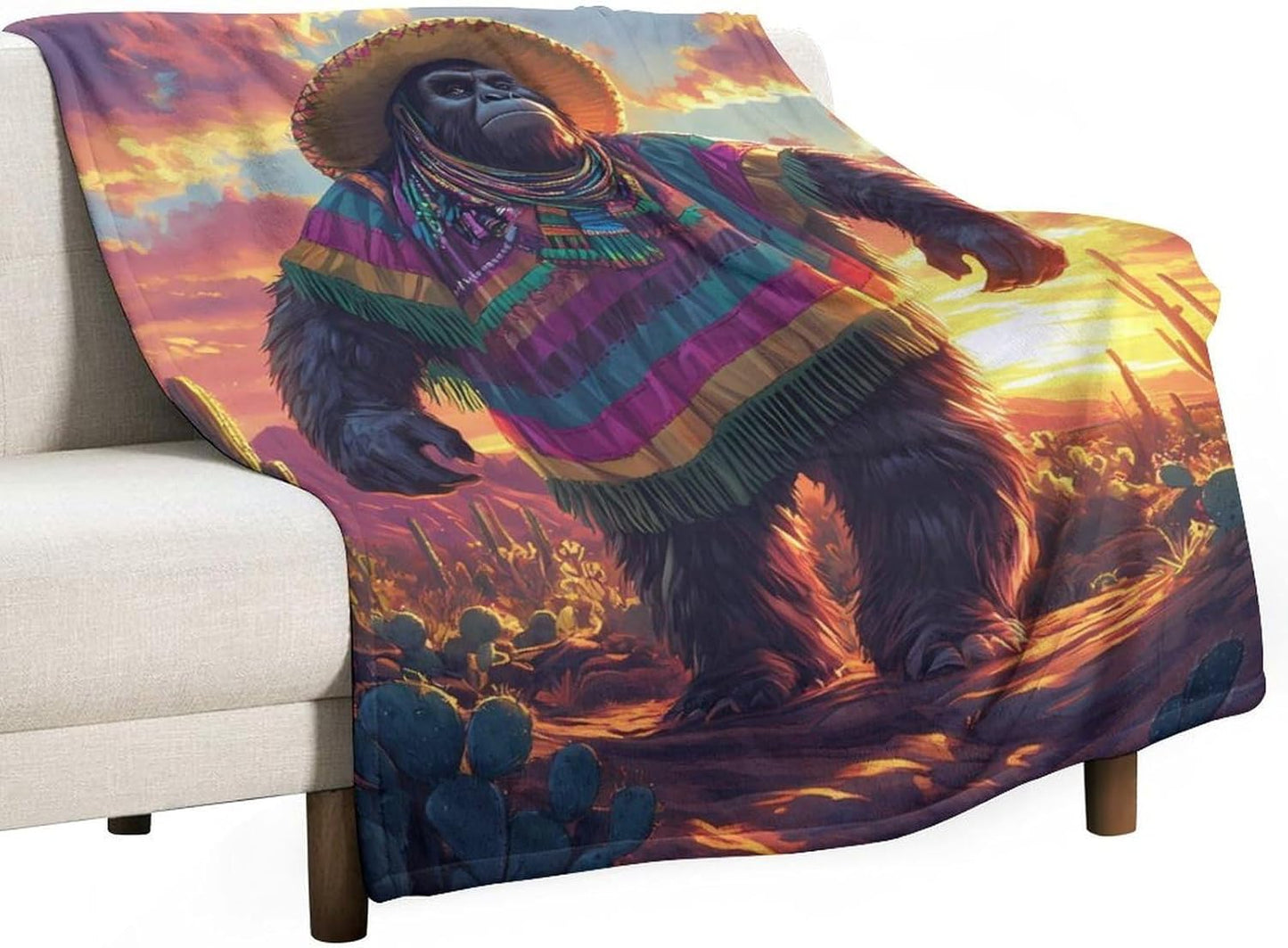 Guardian Bigfoot Sasquatch Throw Blanket for Couch Bed Plush Cozy Fuzzy Flannel Blanket for All Season 66"x90"