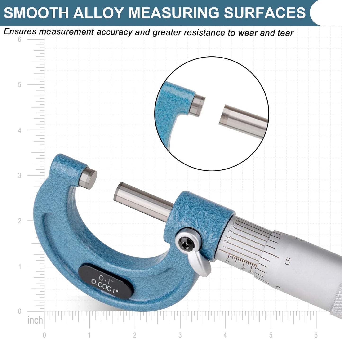 4PCS Micrometer Set, 0-1"/1-2"/2-3"/3-4" Machinist Outside Micrometer Measuring Tool, Ultra-Precision 0.0001" Graduation Micrometers, Professional Machinist Tools Set