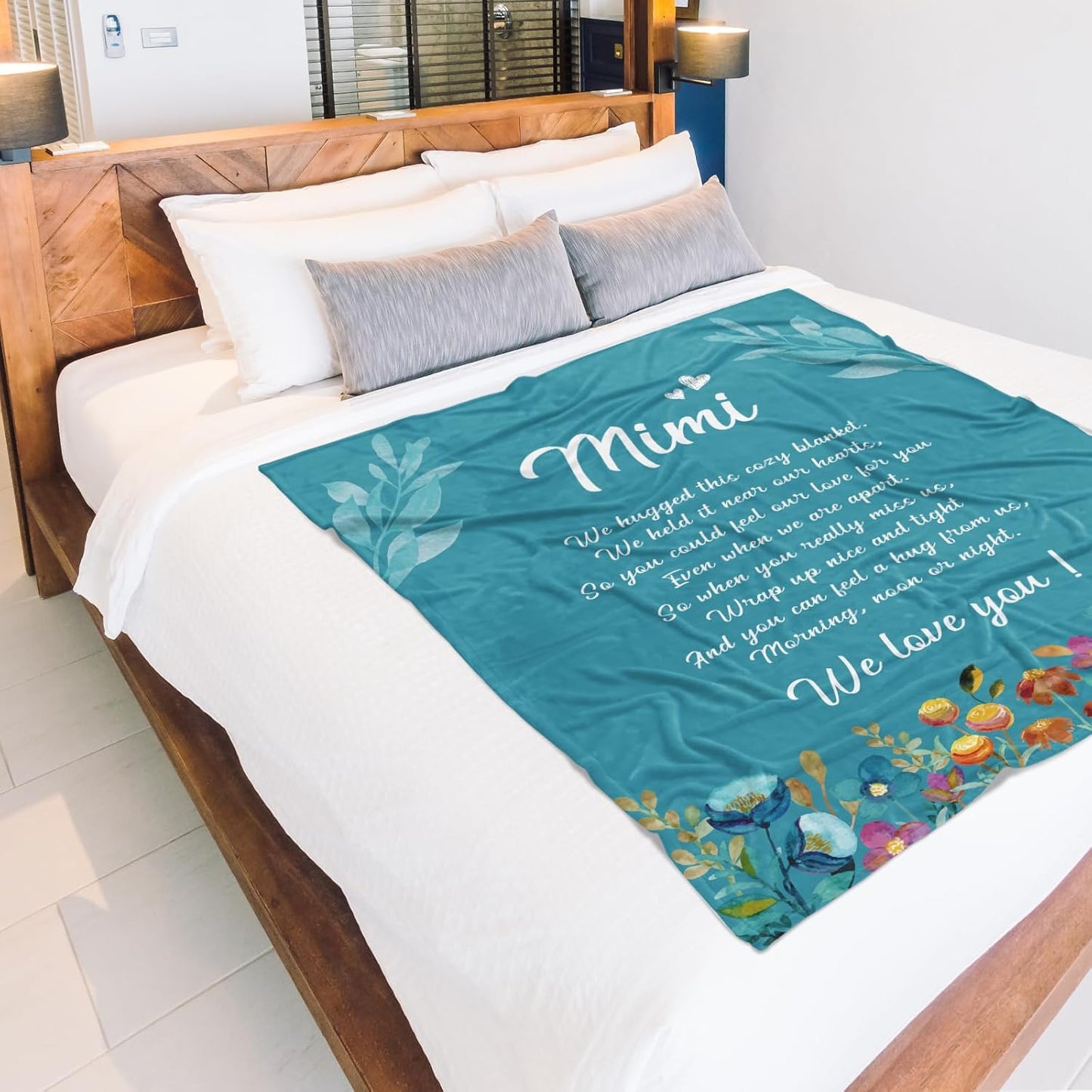 Afterprints Mimi Gifts Blanket, Birthday Gifts for Mimi, Mimi Gifts for Grandma, Soft Flannel Throw Blankets 50" x 60"