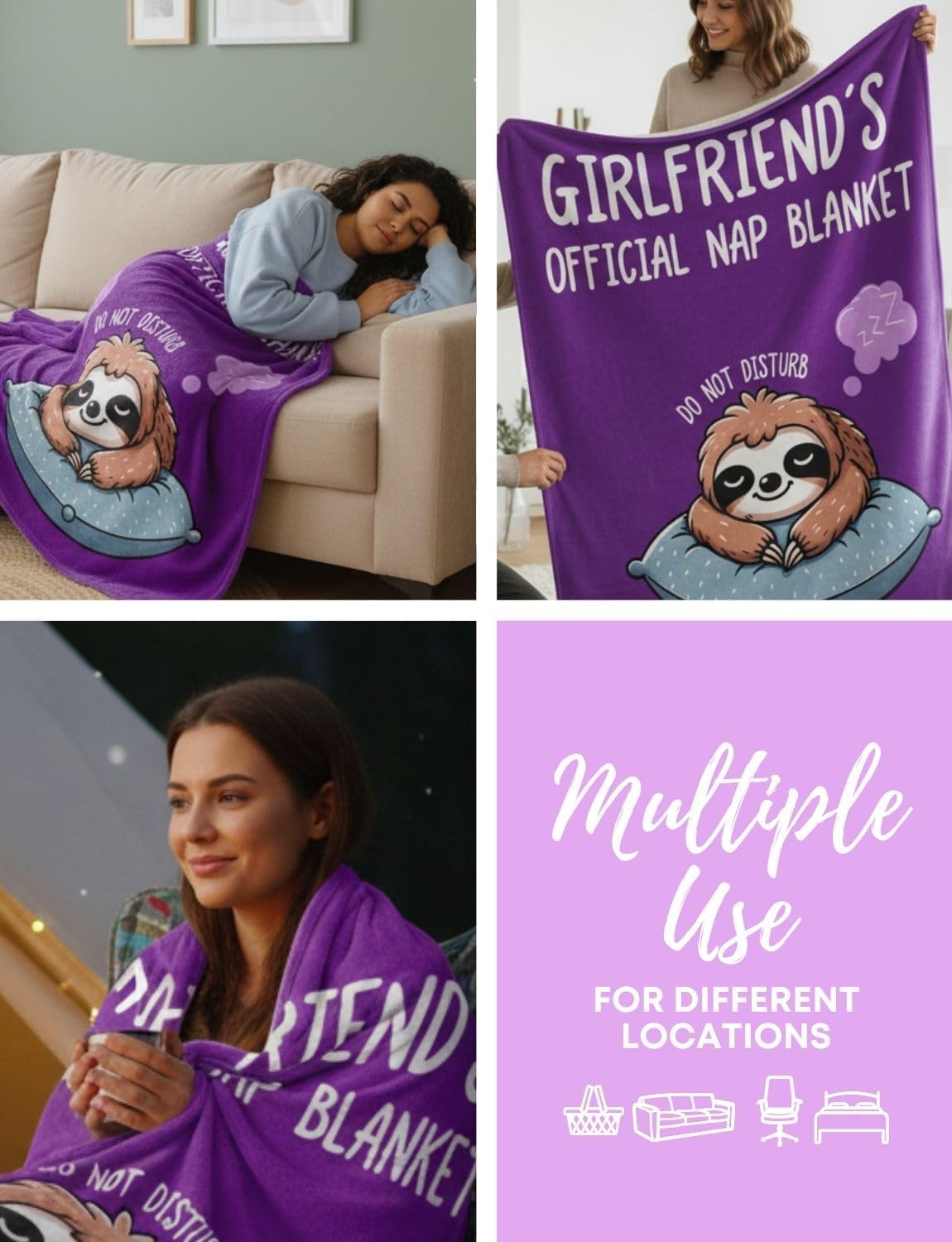Girlfriend Gifts, Valentine's Day Christmas Birthday Gifts for Her, GF, Girlfriend, Flannel Throw Blanket 60X80 Inches