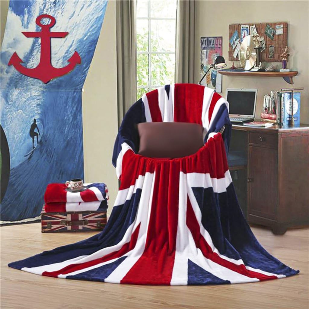 Soft Flannel Union Jack Fleece Blanket British Flag Bed Sofa Blanket Couch Cover Warm Air Conditioning Throw Comfy Throw Quilt Blanket Bedspread for Bedroom Living Rooms Oversized Travel Throw,59"x79"