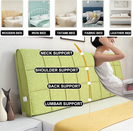 Gray2,Paste/71x23x4In,Wedge Headboard Upholstered Linen Reading Pillow Lumbar Support Pillow, Large Pillowboard Headboard Cushion Bed Backrest for Sofa Bed Bunk Bed