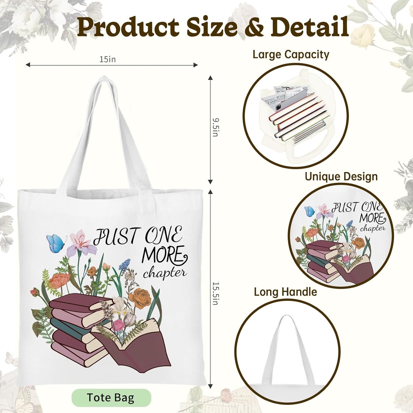 Book Lovers Gifts, Canvas Tote Bag & Glass Cup Set Christmas Birthday Gifts for Book Lovers Women