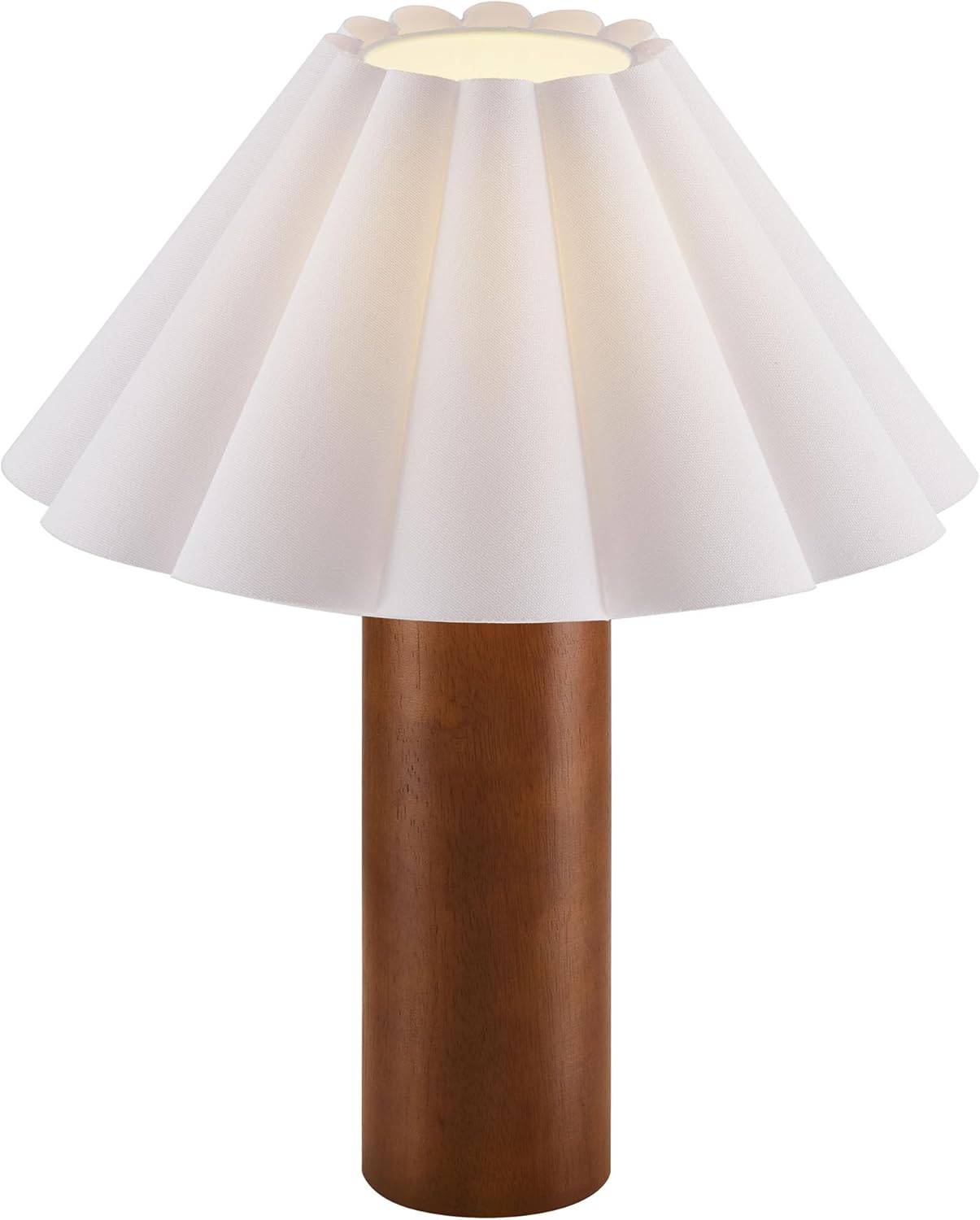 Modway Flora Table Lamp with Pleated Petal Lampshade in Walnut