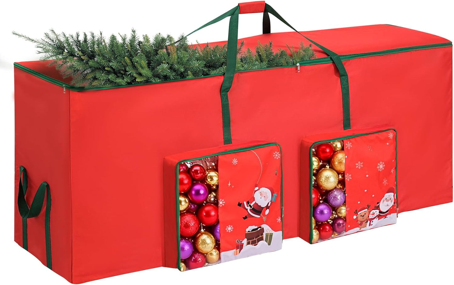 Christmas Tree Storage Bag, Heavy Duty 600D Waterproof Oxford Fabric Fits Up 9 FT Xmas Trees, Moistureproof Artificial Trees Container with Reinforced Carry Handles & Dual Zipper, Red
