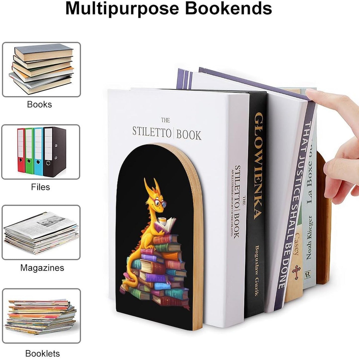 Deagon Reading Books Decorative Bookends for Shelves 1 Pair Book Ends Stoppers Holder for Home Office
