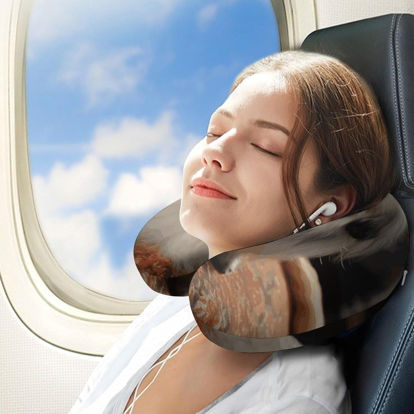 Pekingese Dog Neck Pillow Memory Foam U Shaped Pillows Portable Pillows for Shoulder Travel Head Support Pillow with Concealed Zipper for Airplane Car Home Office
