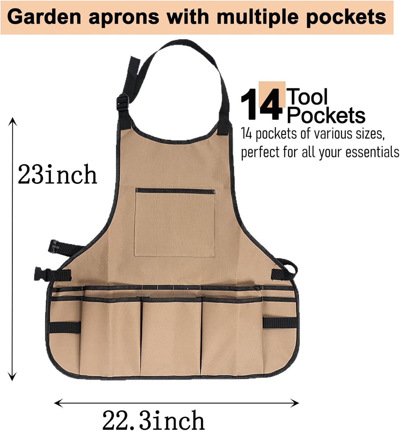 Work Tool Aprons for Men Women Waterproof Garden Apron with Pocket Torso Length Canvas Apron for Planting Woodworking