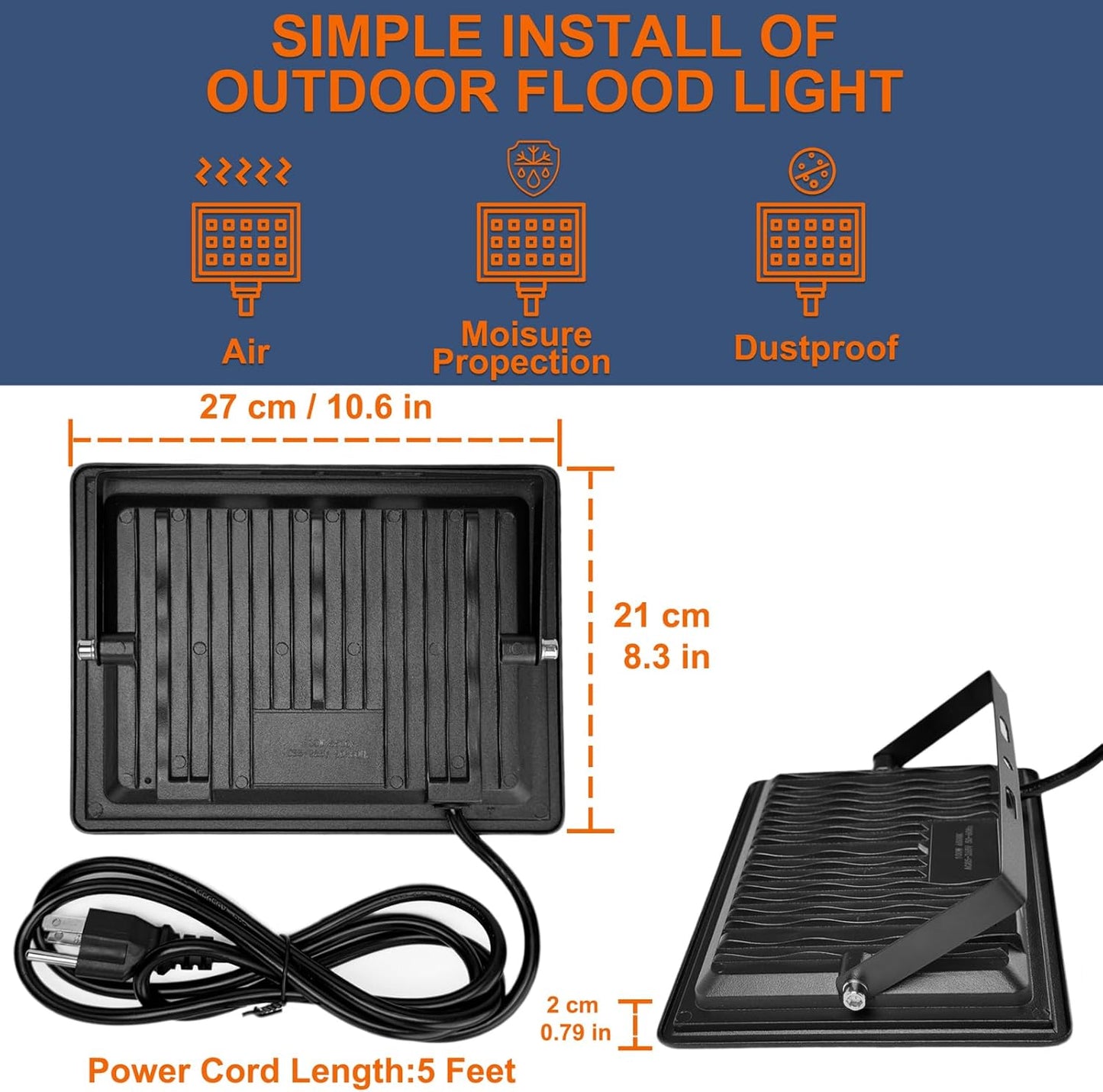 XXBSAZ LED Flood Light Outdoor, High Power Commercial Work Light, IP66 Waterproof Daylight Super Bright Security Stadium Lights for Parking Lots, Warehouses, Yard (2, 200, Watts)