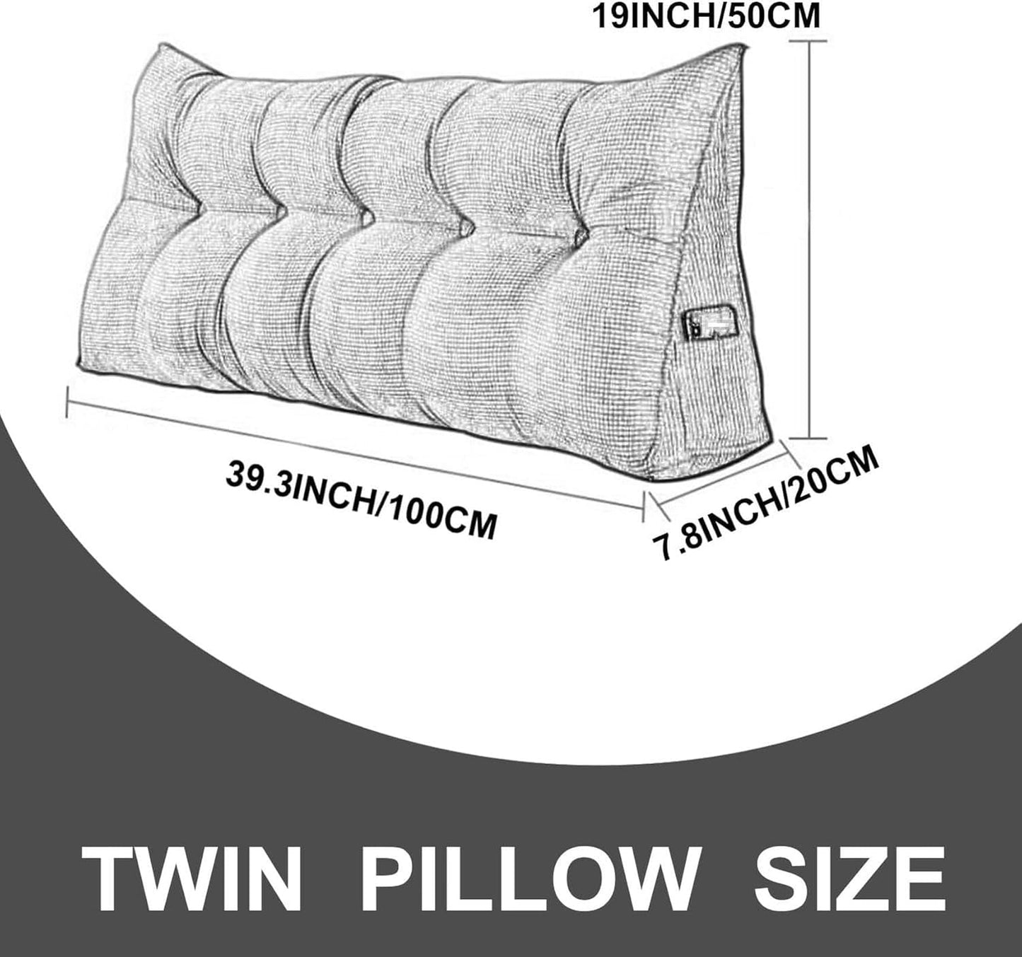 Triangular Wedge Pillow,Fleece Headboard Backrest Large Bolster for Bed Rest Reading Pillows Daybed Bed Positioning Support Pillow with Removable Cover