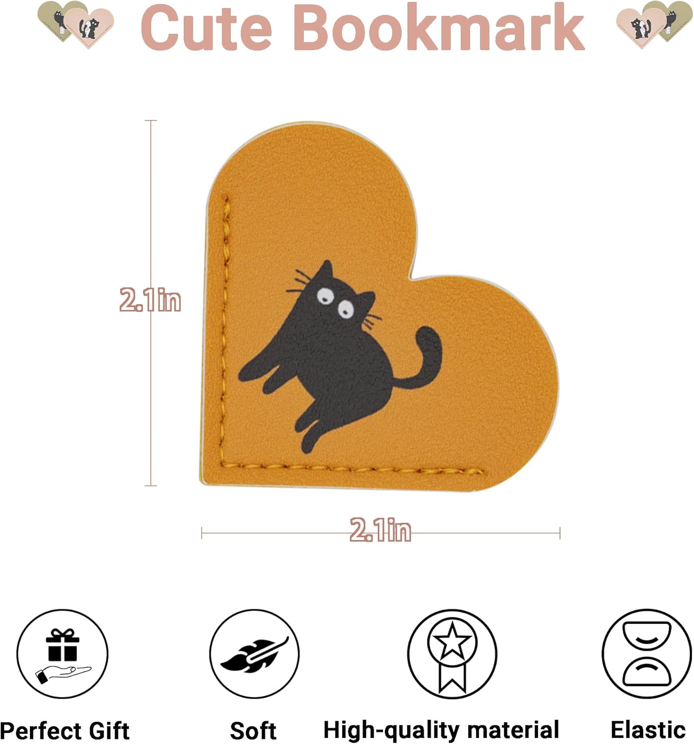 Yuoyar 8Pcs Leather Heart Cat Book Marks for Reading Women - Cute Bookmarks for Book Lovers - Unique Gifts for Women (Cat)
