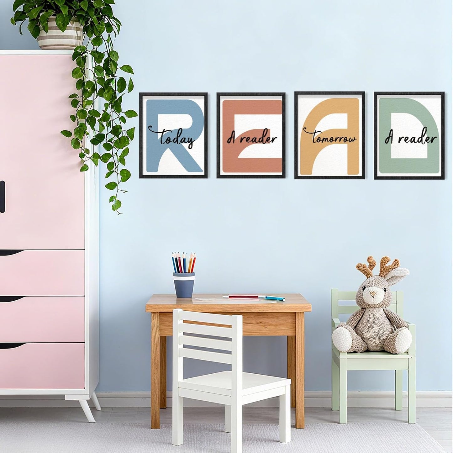 INFUNLY 8pcs Reading Wall Art Prints Set Classroom Decor Reading Nook Pictures Poster 8"×10" Neutral Read Unframed Canvas Poster Prints Aesthetic Wall Art for Library Kindergarten School Home Decor
