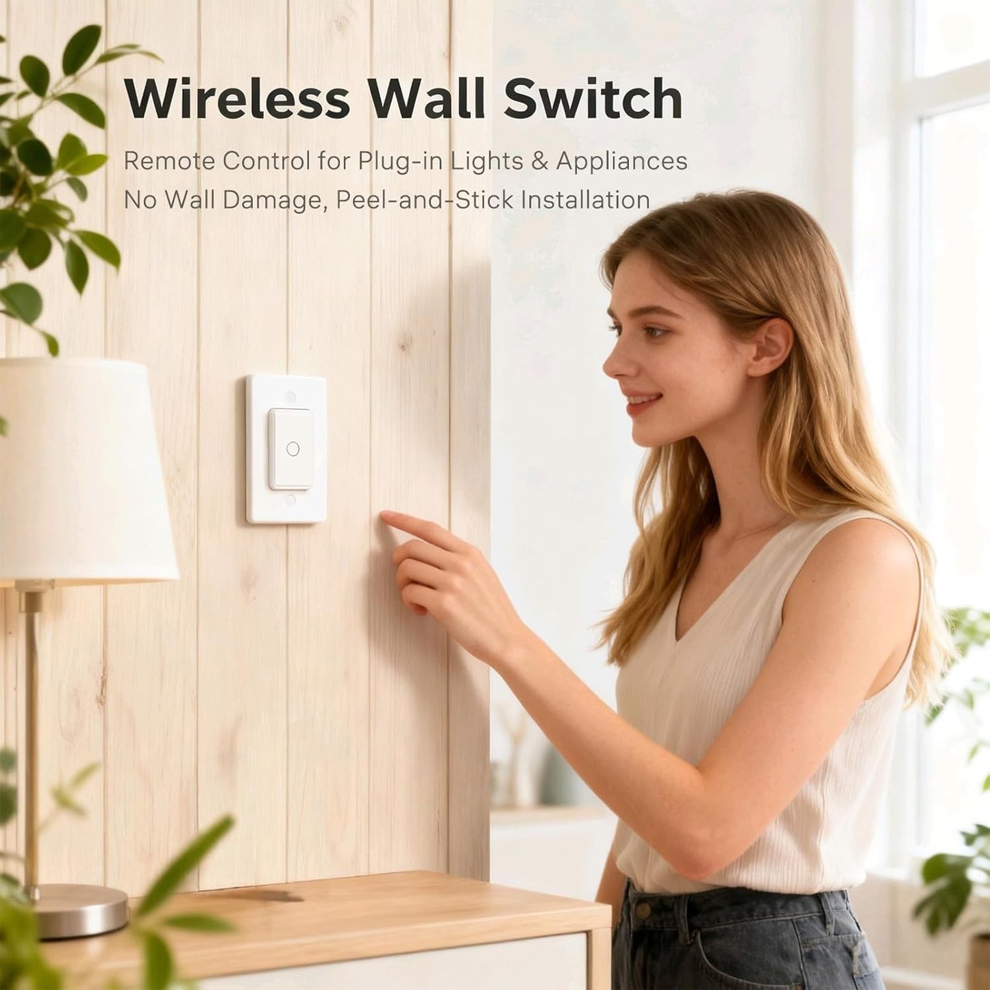 LoraTap Remote Control Outlet: Wireless Wall Switch — 656ft Range — on Off Outlet Switch for Lights & Small Appliances — Pre-Programmed & No Wiring