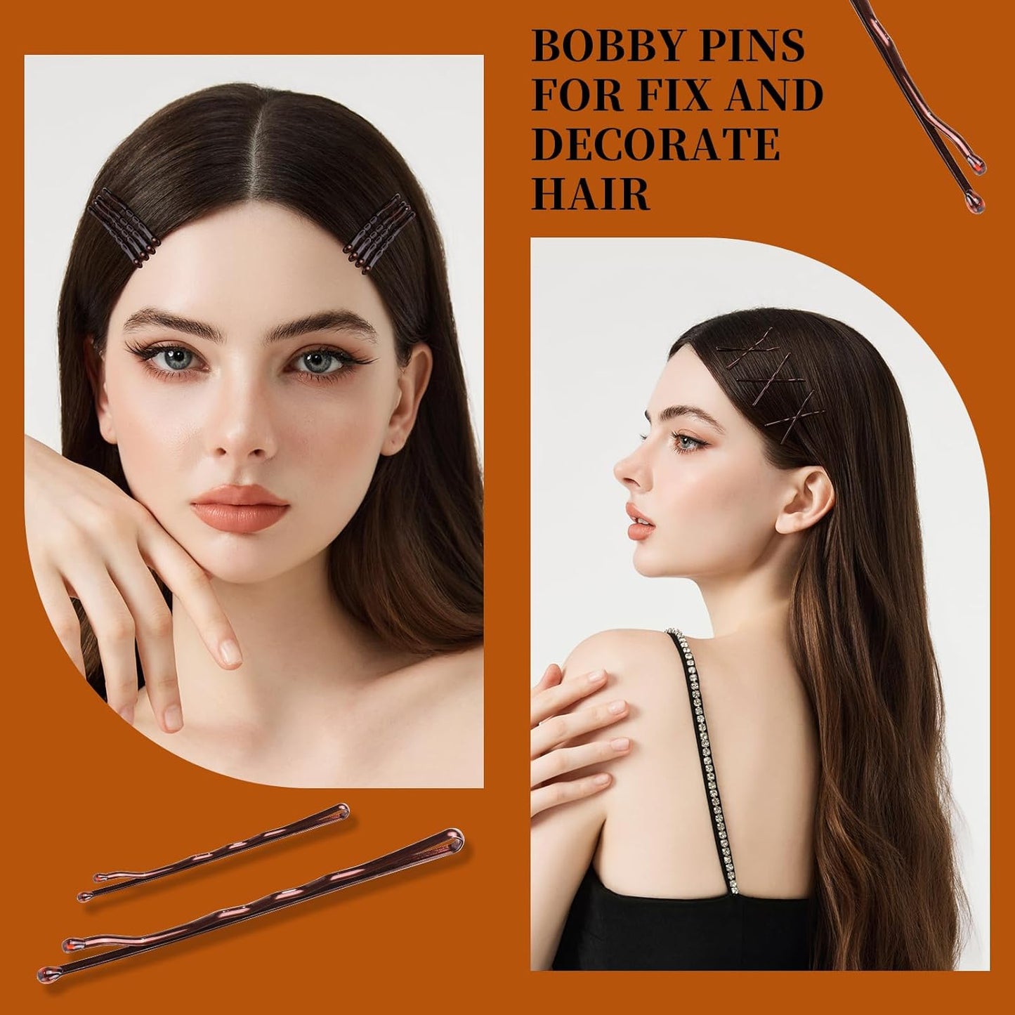 Teenitor Bobby Pins Hair Pins Hair Net Kit, 227 Bobby Pins for Women U Shaped Hair Pins, Hair Nets for Buns Spiral Pins, Hair Ties and 2 Hair Styling Tools for Women Girls Dance Ballet Brown